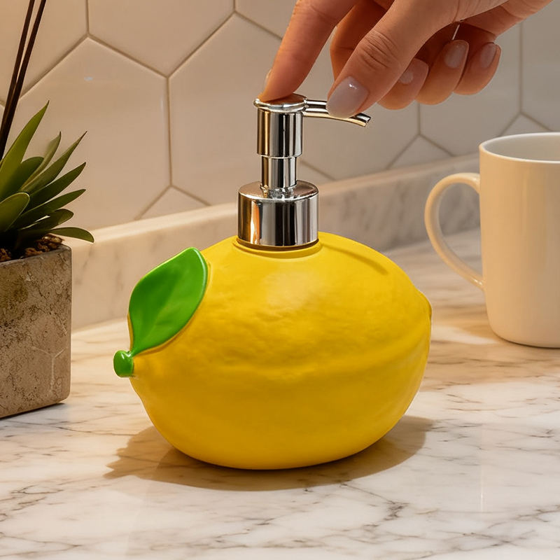 Soap Making Jug - Leuke citroenvormige harszeepdispenser Fruitlotion Pompfles Badkamer