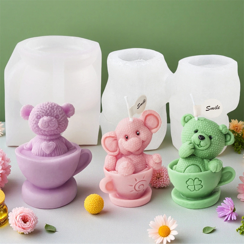 Soap Making Jug - Teddybeer in Cup Siliconen Mal Cartoon